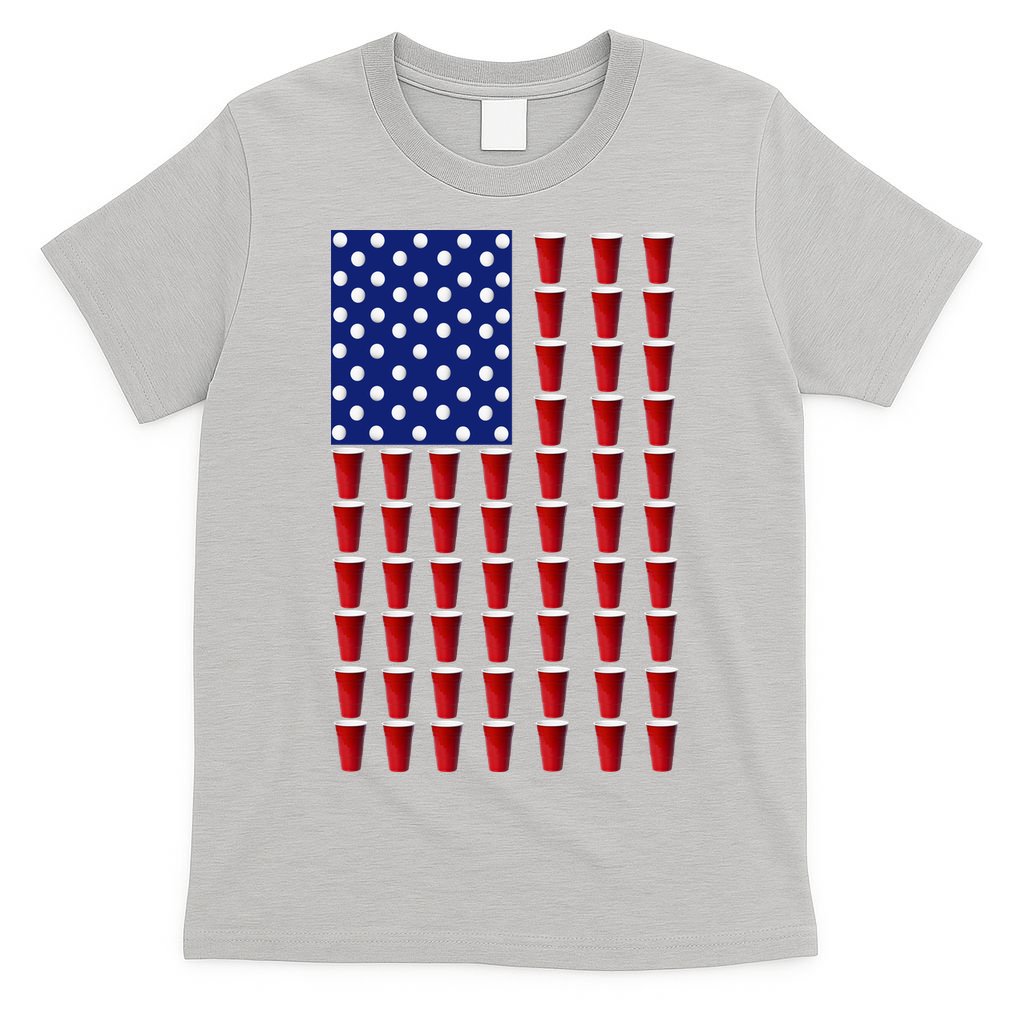 Beer Pong USA American Flag T-Shirt