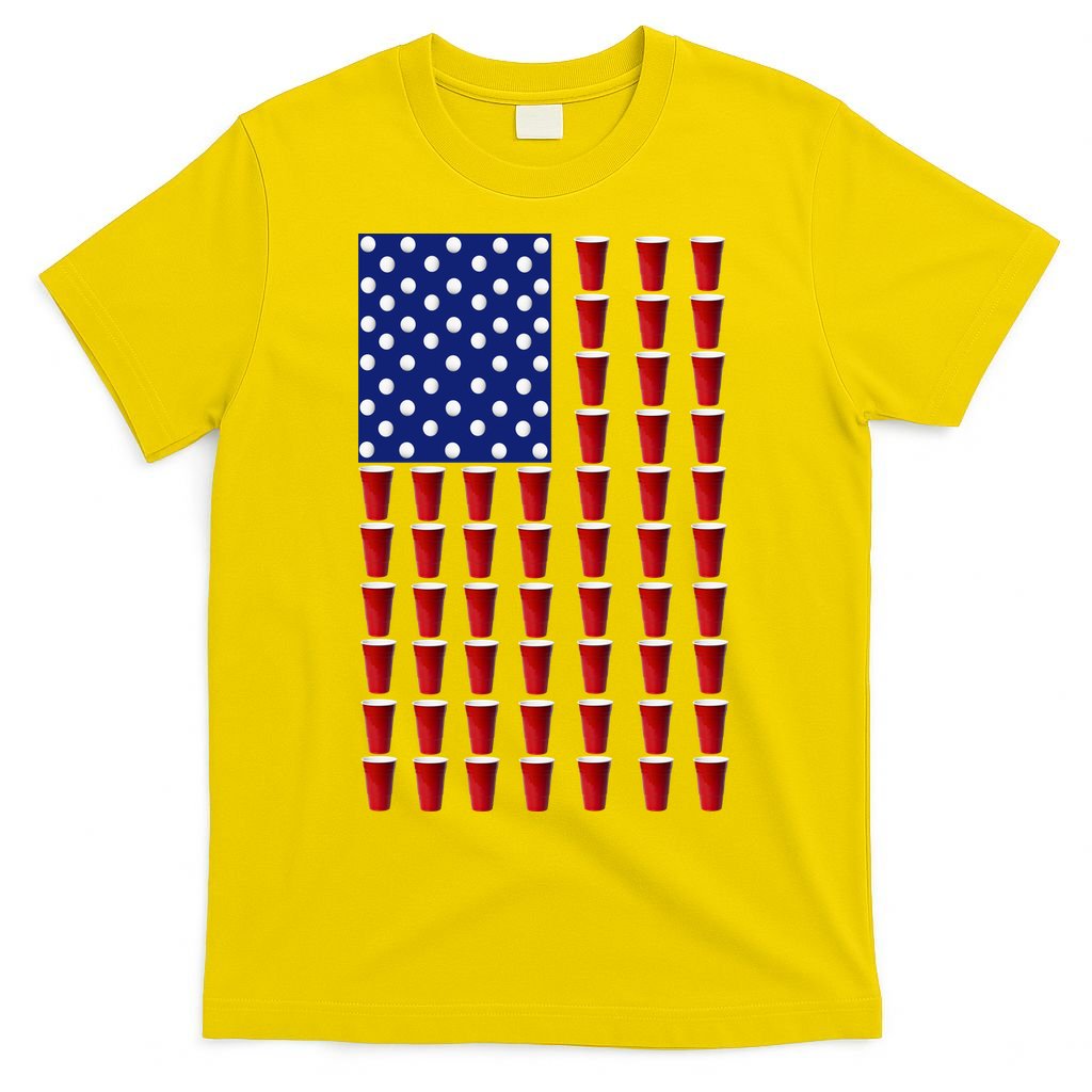 Beer Pong USA American Flag T-Shirt