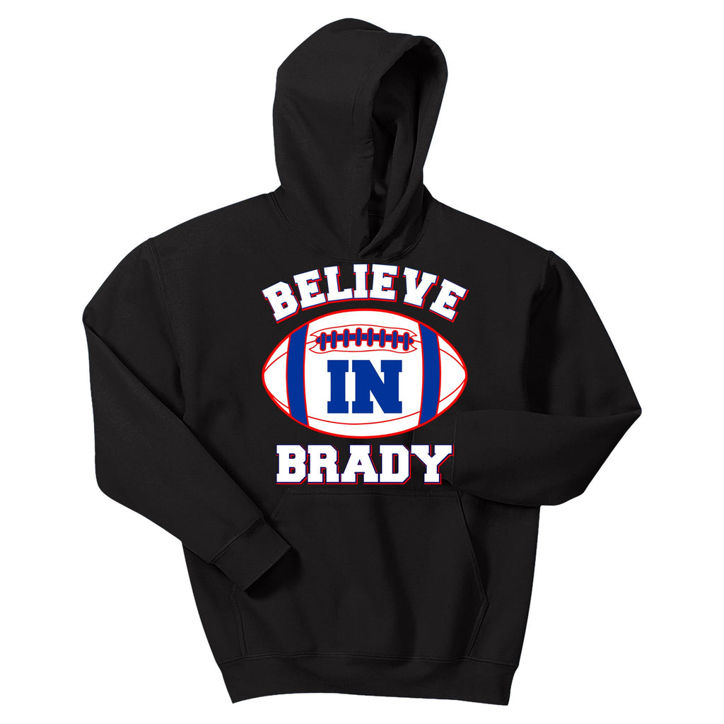 Believe In Brady Fan Football Design Kids Hoodie