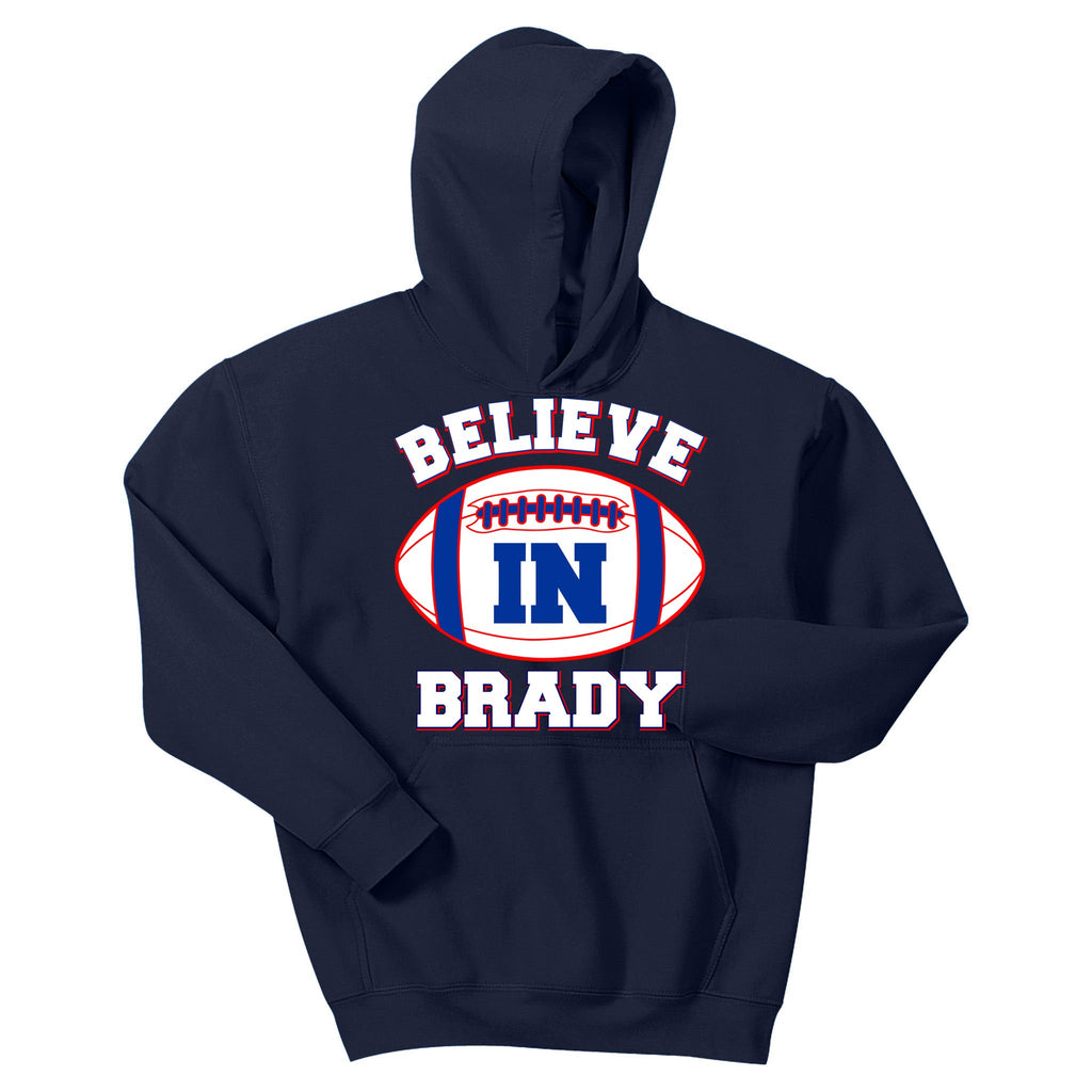 Believe In Brady Fan Football Design Kids Hoodie