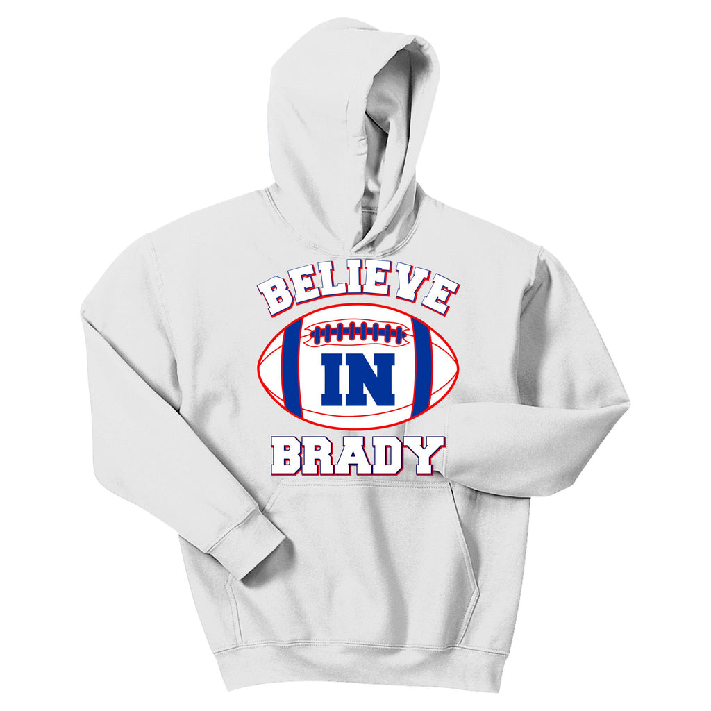 Believe In Brady Fan Football Design Kids Hoodie