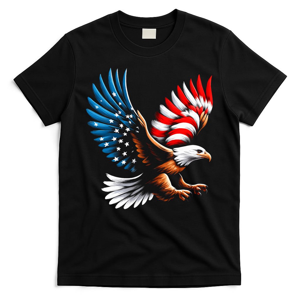 Bald Eagle & Patriotic American Flag 4th Of July T-Shirt
