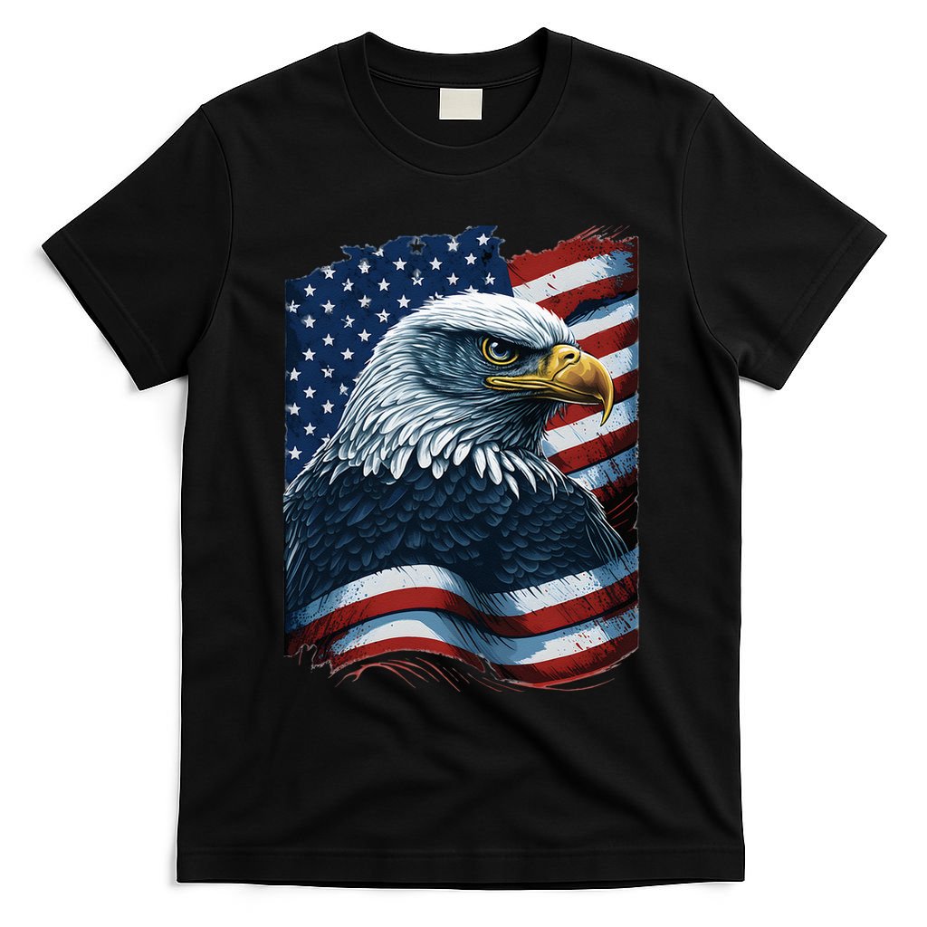 Bald Eagle Proud Patriotic American US Flag 4th Of July T-Shirt