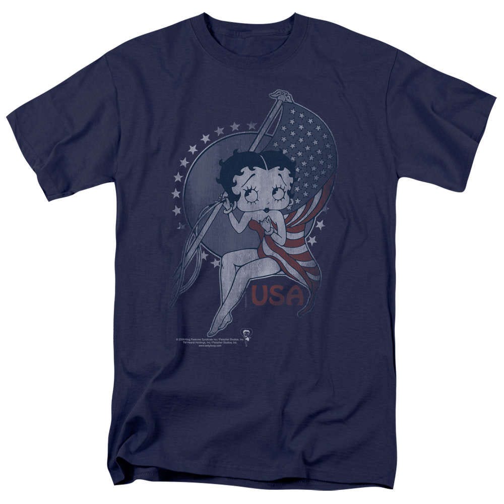 Betty Boop Proud To Be in the USA Flag T-Shirt