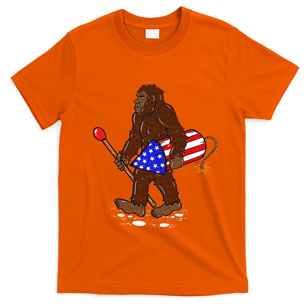 Bigfoot Fireworks 4th Of July Funny Men Sasquatch Lover T-Shirt