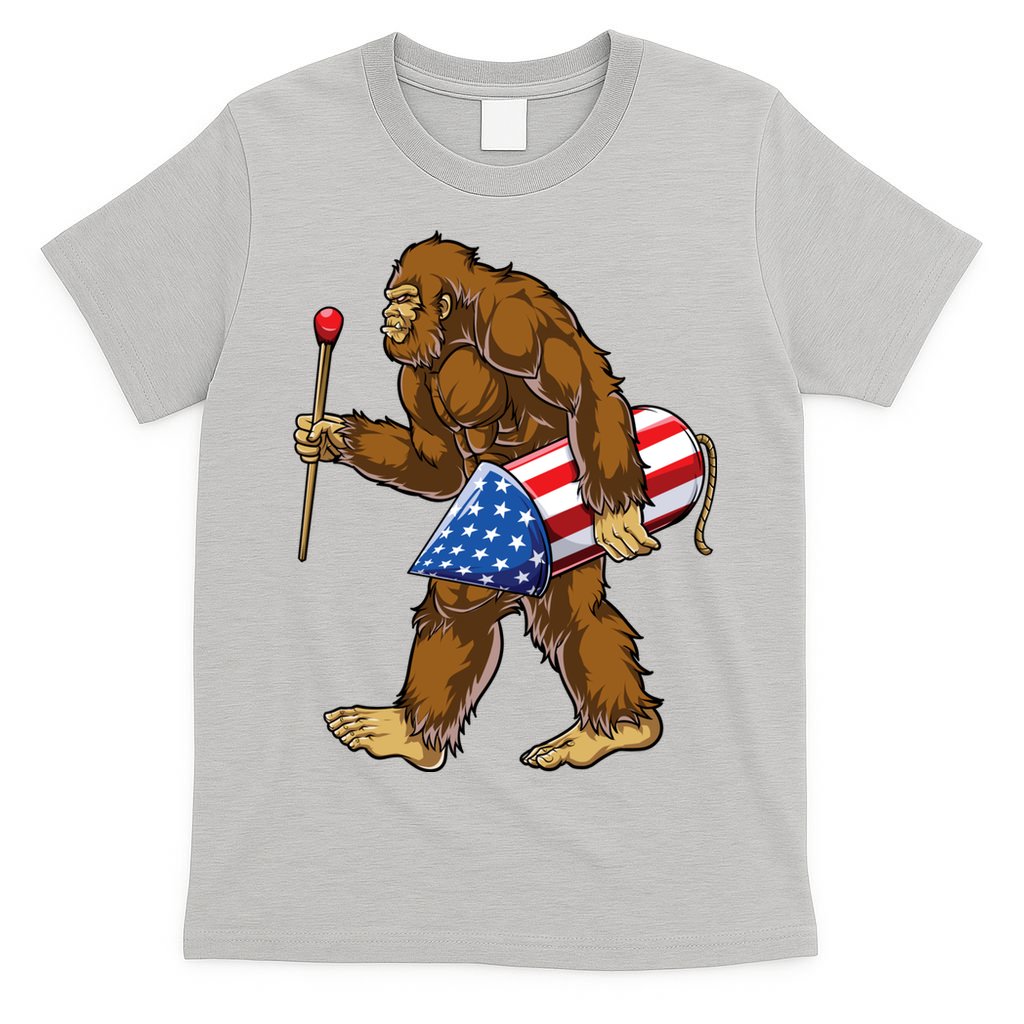 Bigfoot Fireworks 4th Of July Funny Boys Men Sasquatch Lover T-Shirt