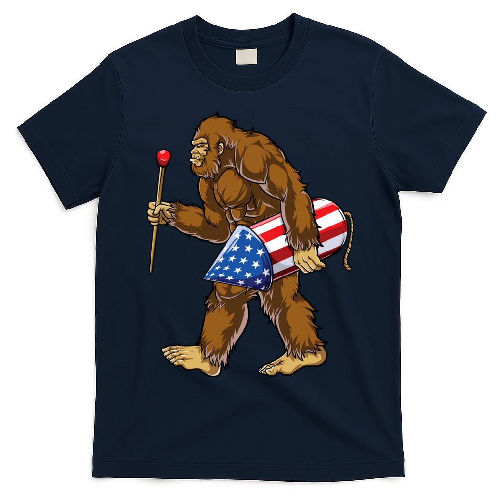 Bigfoot Fireworks 4th Of July Funny Boys Men Sasquatch Lover T-Shirt