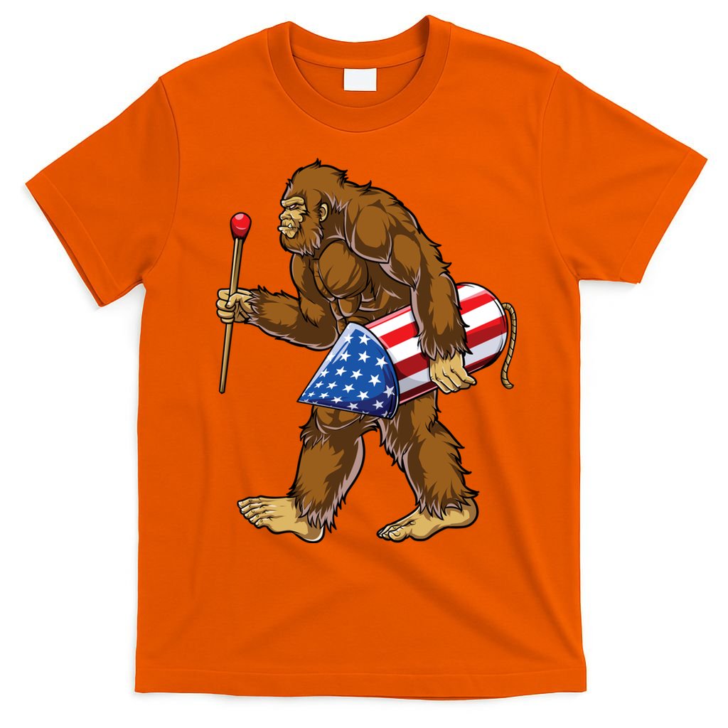 Bigfoot Fireworks 4th Of July Funny Boys Men Sasquatch Lover T-Shirt