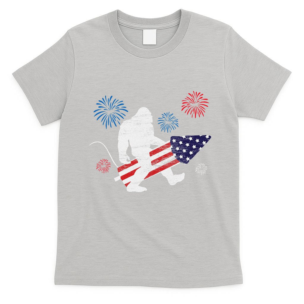 Bigfoot Fireworks Funny 4th Of July Sasquatch Patriotic T-Shirt