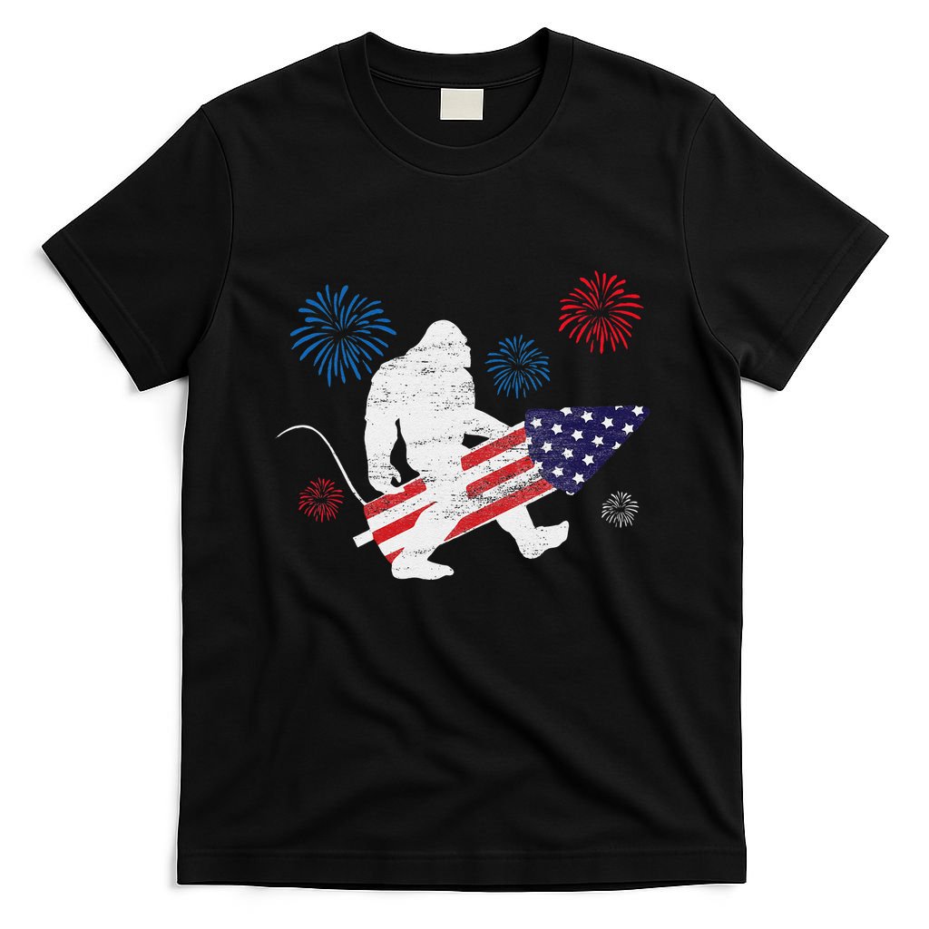 Bigfoot Fireworks Funny 4th Of July Sasquatch Patriotic T-Shirt