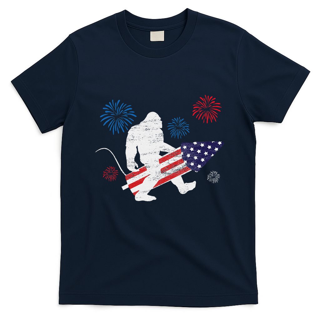 Bigfoot Fireworks Funny 4th Of July Sasquatch Patriotic T-Shirt
