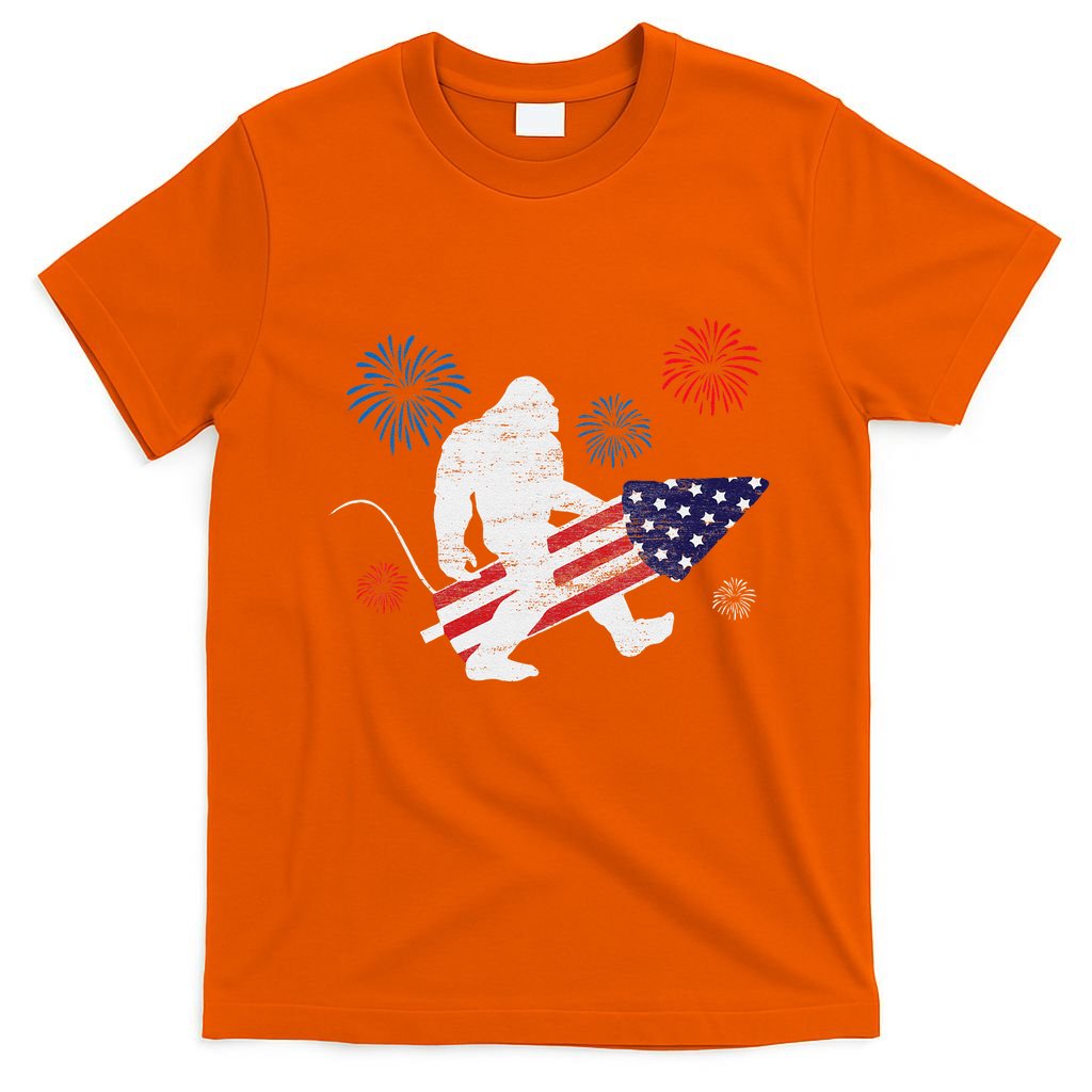 Bigfoot Fireworks Funny 4th Of July Sasquatch Patriotic T-Shirt