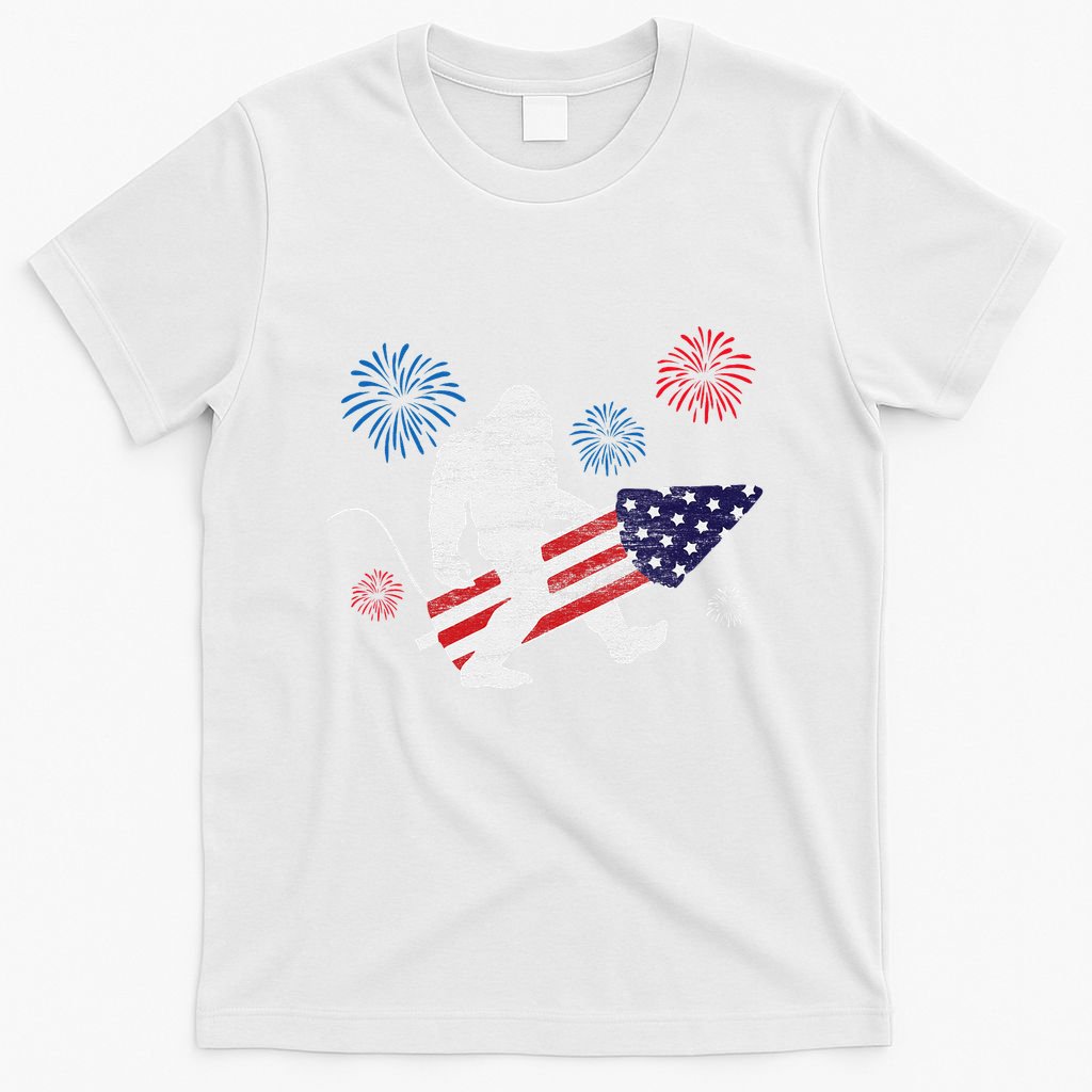 Bigfoot Fireworks Funny 4th Of July Sasquatch Patriotic T-Shirt