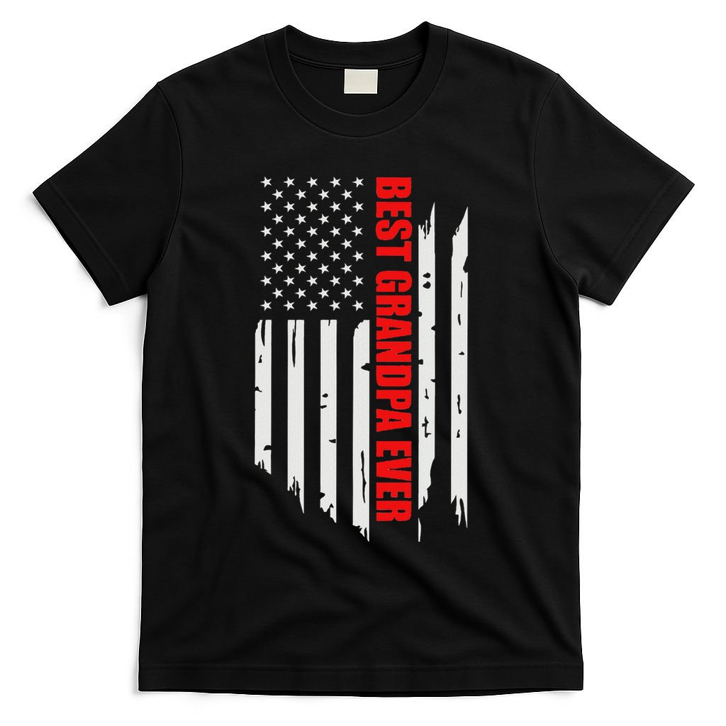 Best Grandpa Ever Vintage American Flag T-Shirt