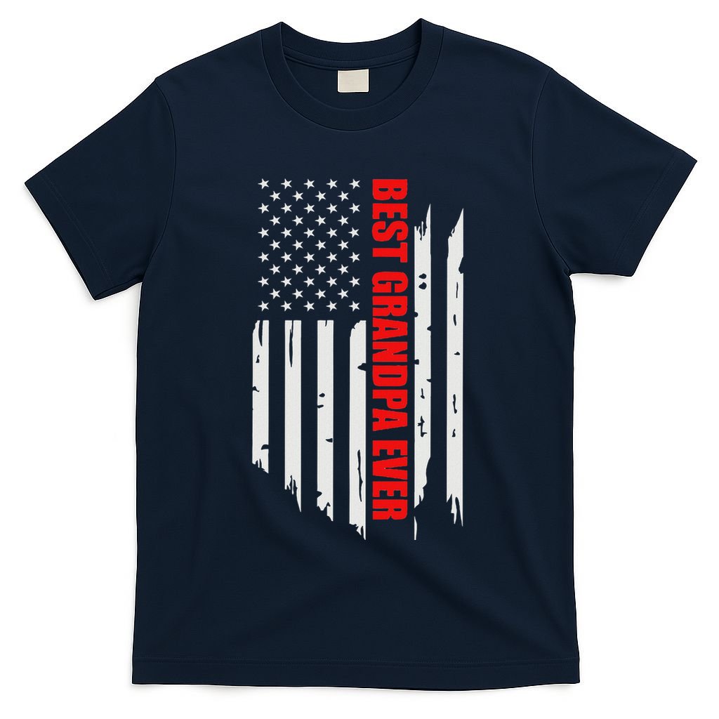 Best Grandpa Ever Vintage American Flag T-Shirt