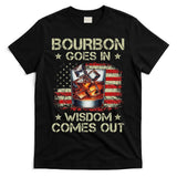 Bourbon Goes In Wisdom Comes Out Whiskey Usa Flag Vintage T-Shirt