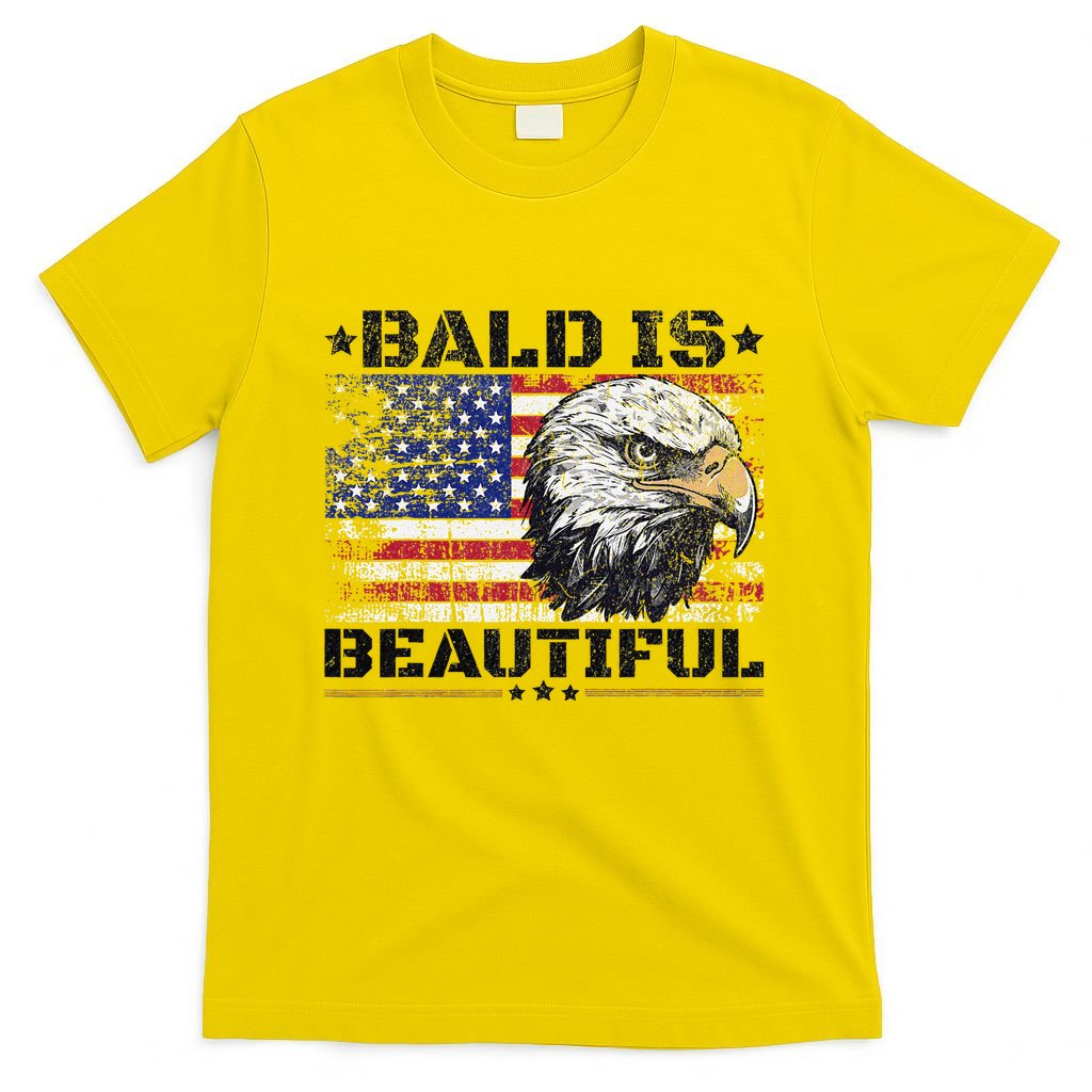 Bald Is Beautiful 4th Of July Independence Day America Eagle T-Shirt