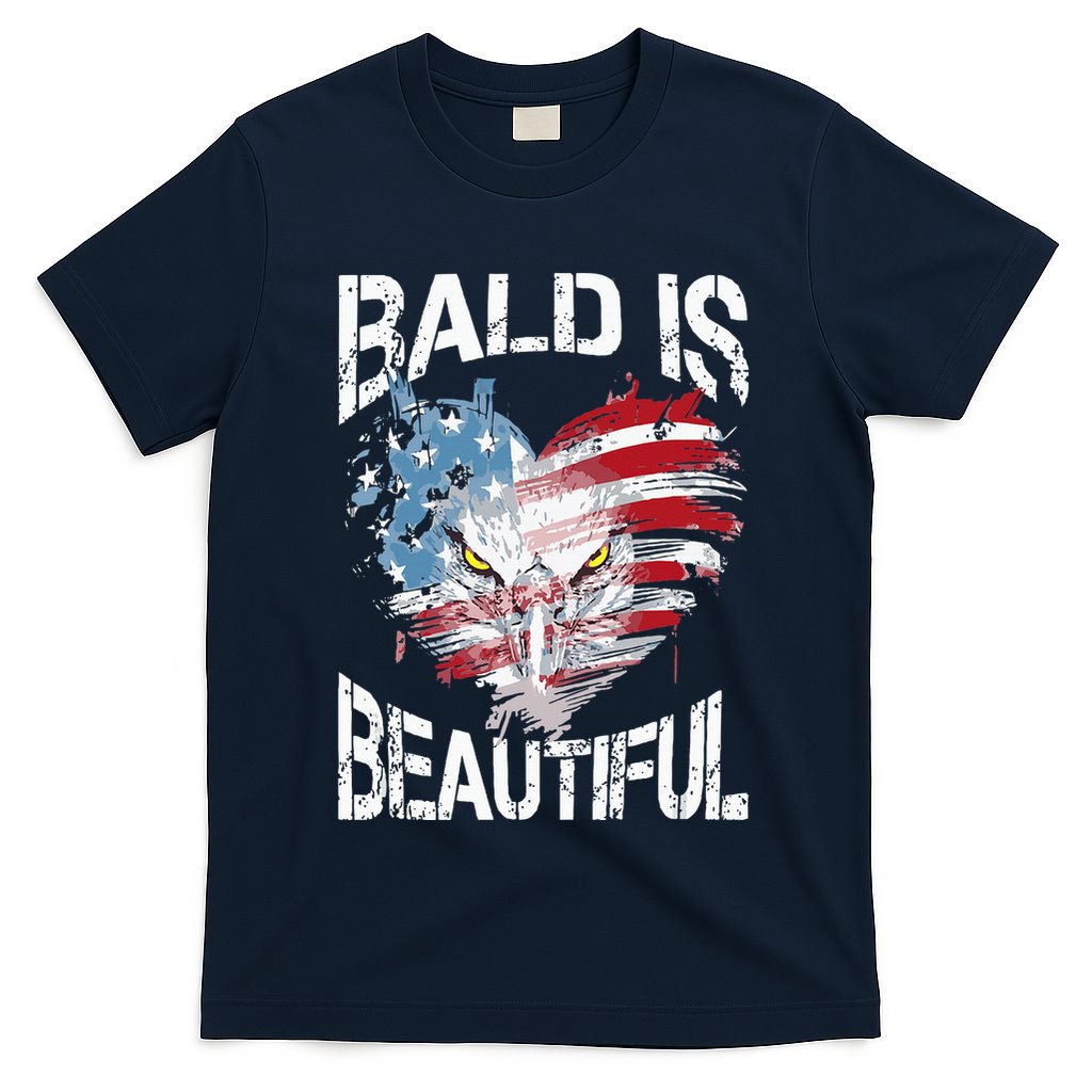 Bald Is Beautiful 4th Of July Independence Day America Eagle T-Shirt