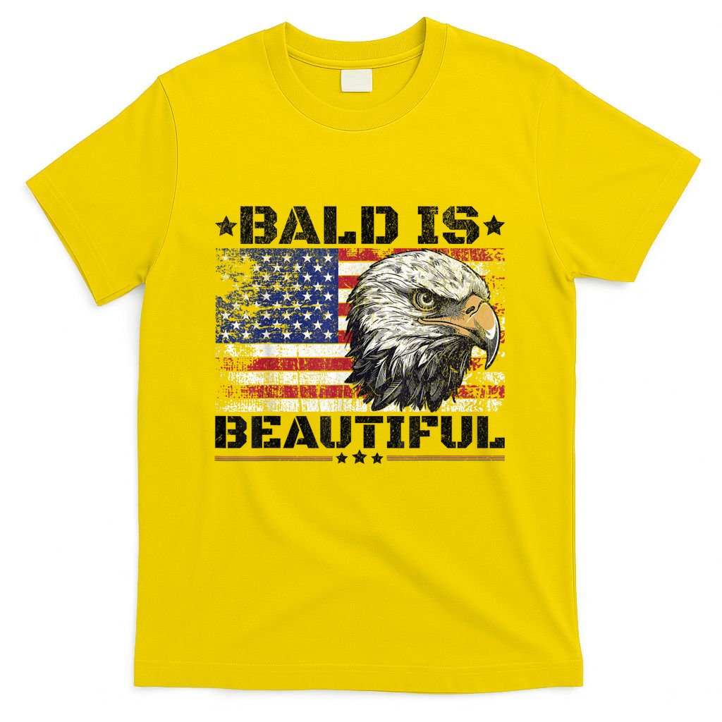 Bald Is Beautiful 4th Of July Independence Day America Eagle T-Shirt