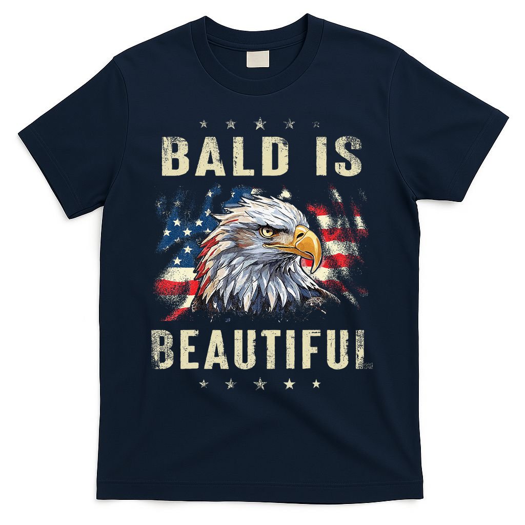 Bald Is Beautiful 4th Of July Independence Day America Eagle T-Shirt