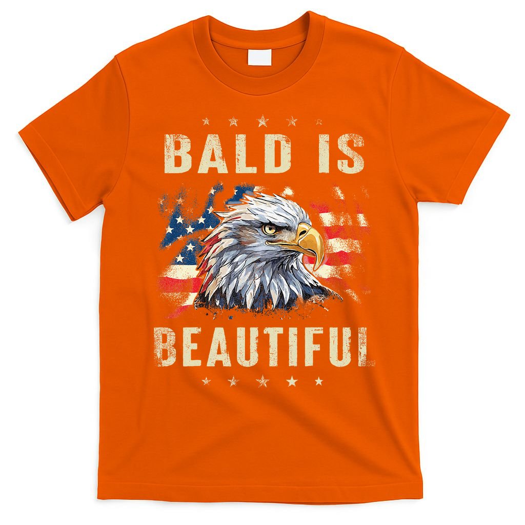 Bald Is Beautiful 4th Of July Independence Day America Eagle T-Shirt