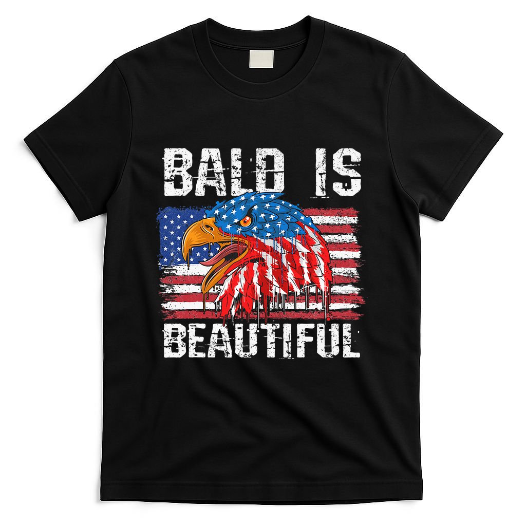 Bald Is Beautiful 4th Of July Independence Day Bald Eagle T-Shirt