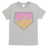 Baseball Ice Cream Dripping Baseball Home Plate Drip T-Shirt