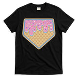 Baseball Ice Cream Dripping Baseball Home Plate Drip T-Shirt
