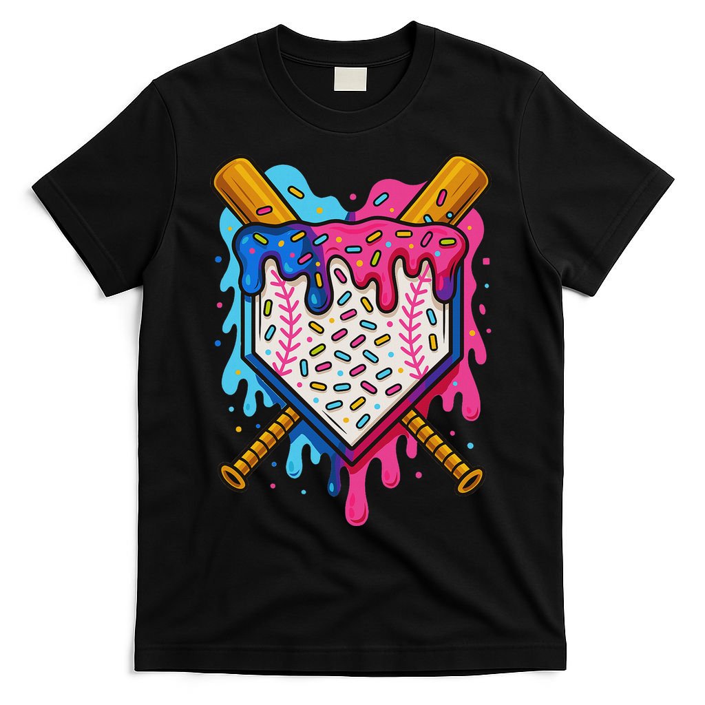 Baseball Ice Cream Drip Baseball T-Shirt