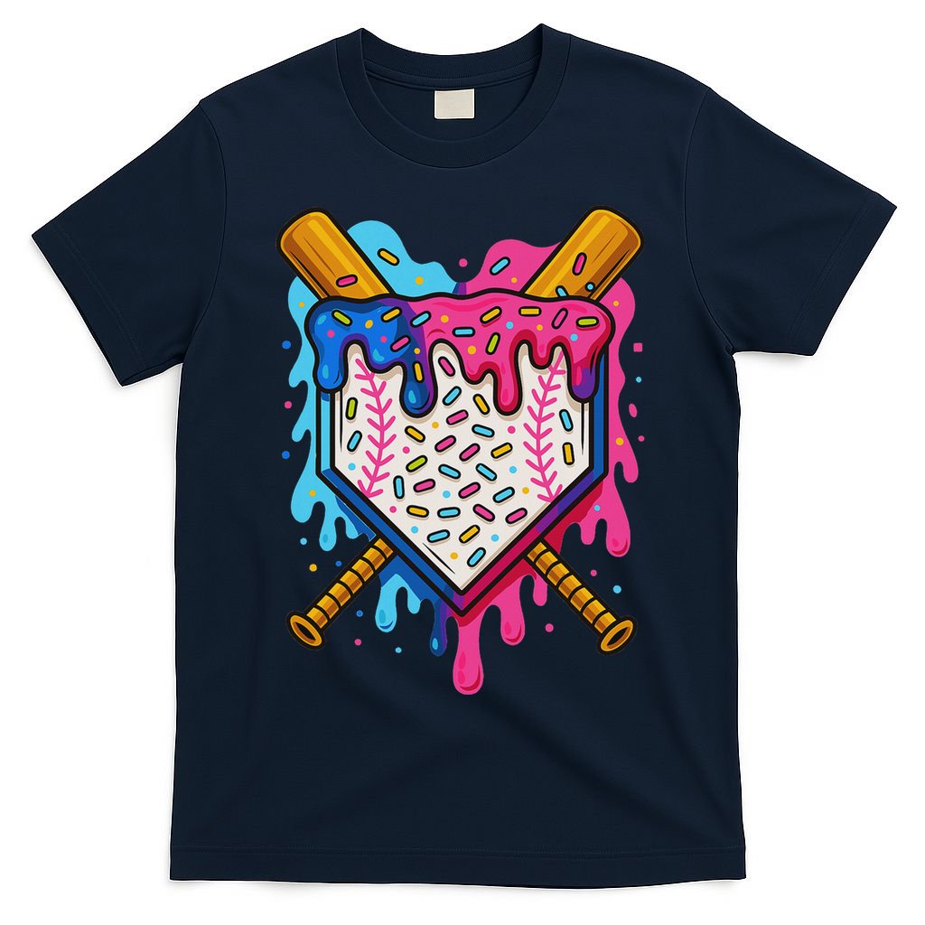 Baseball Ice Cream Drip Baseball T-Shirt