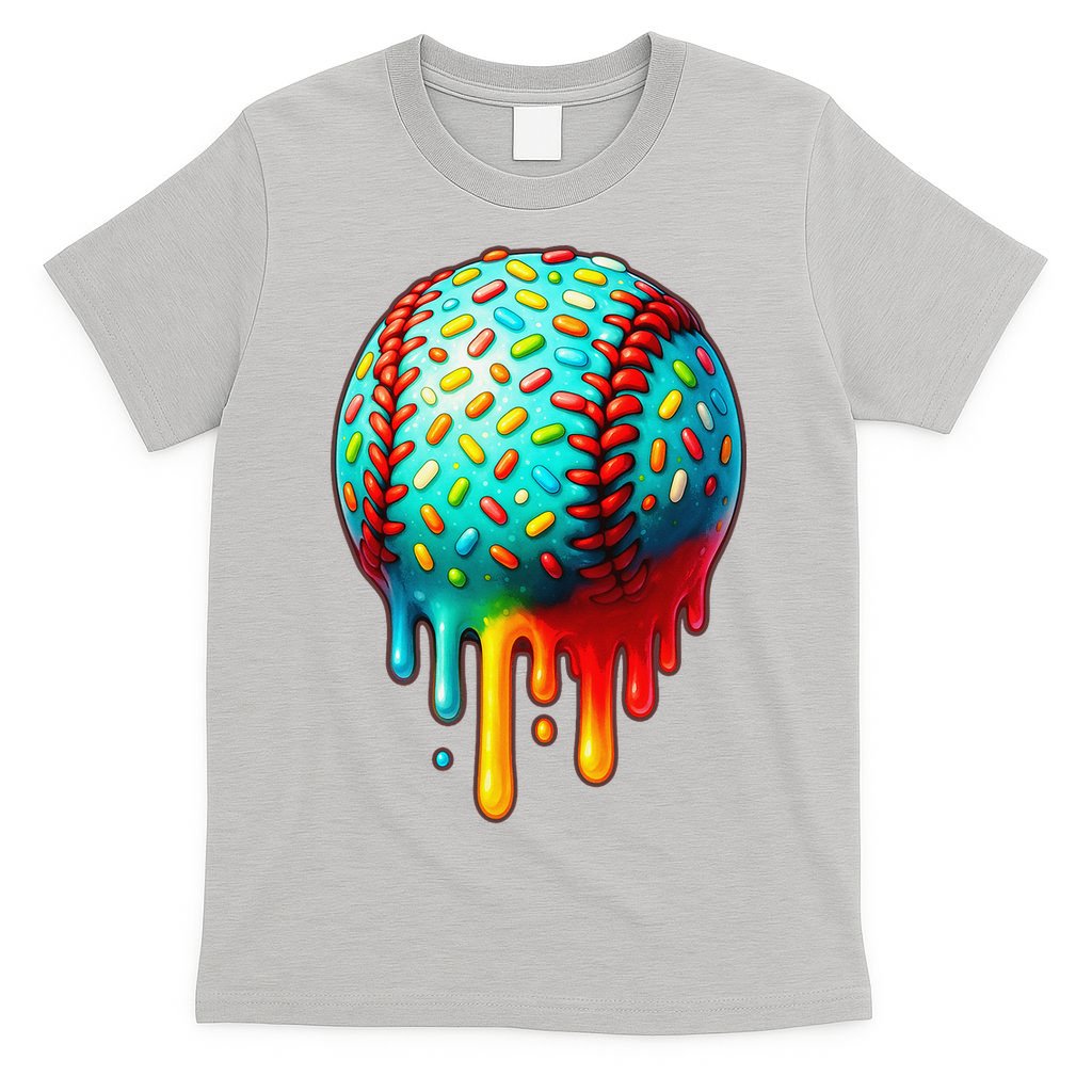 Baseball Ice Cream Dripping Baseball Home Plate Drip T-Shirt