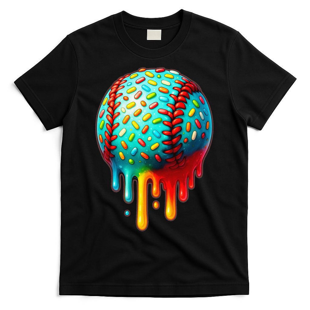 Baseball Ice Cream Dripping Baseball Home Plate Drip T-Shirt