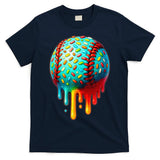 Baseball Ice Cream Dripping Baseball Home Plate Drip T-Shirt