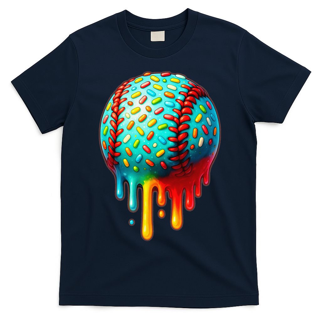 Baseball Ice Cream Dripping Baseball Home Plate Drip T-Shirt