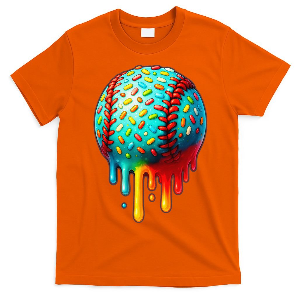 Baseball Ice Cream Dripping Baseball Home Plate Drip T-Shirt