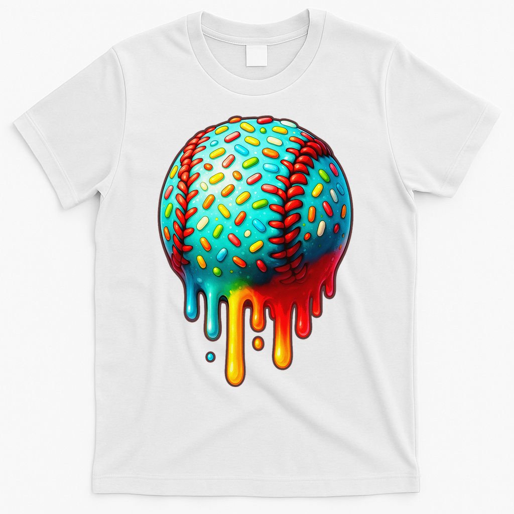 Baseball Ice Cream Dripping Baseball Home Plate Drip T-Shirt