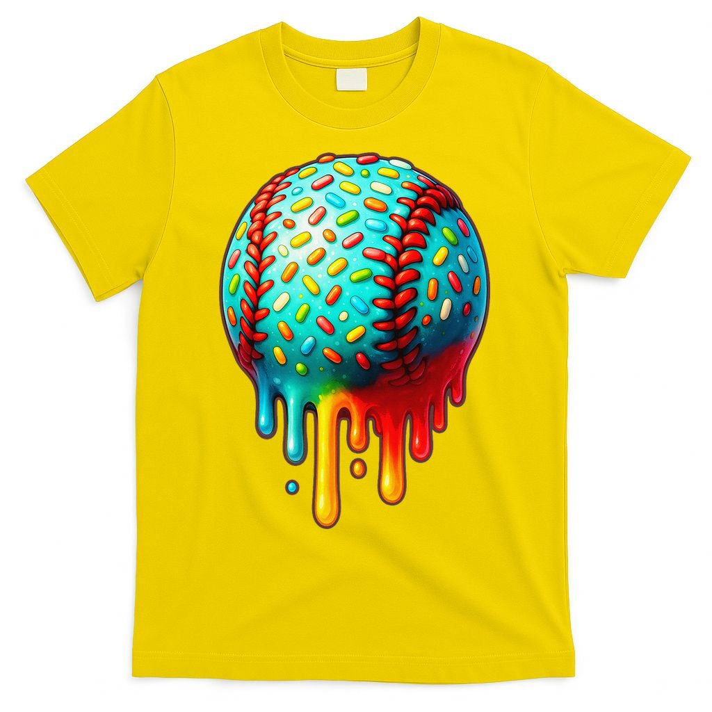 Baseball Ice Cream Dripping Baseball Home Plate Drip T-Shirt