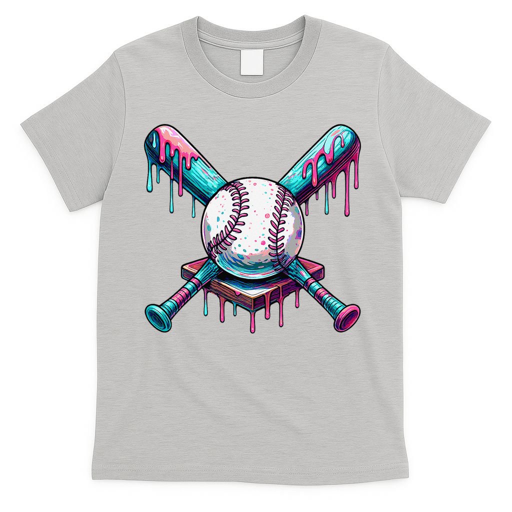 Baseball Ice Cream Drip Baseball T-Shirt