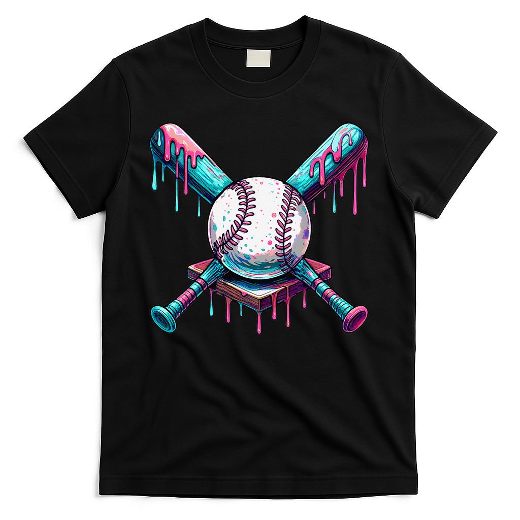Baseball Ice Cream Drip Baseball T-Shirt