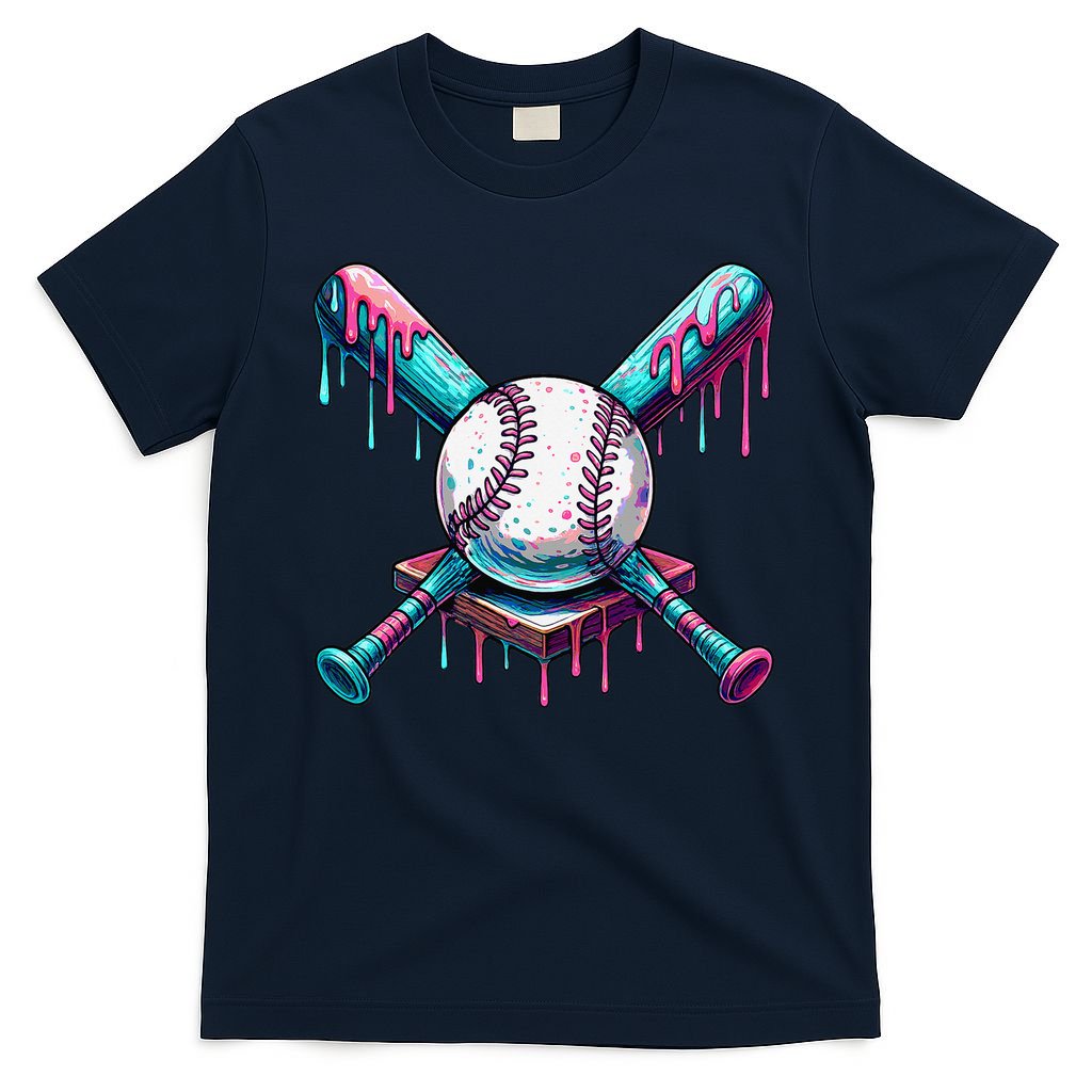Baseball Ice Cream Drip Baseball T-Shirt