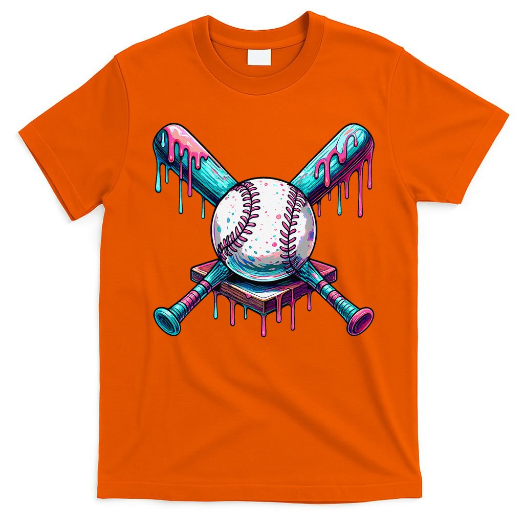 Baseball Ice Cream Drip Baseball T-Shirt
