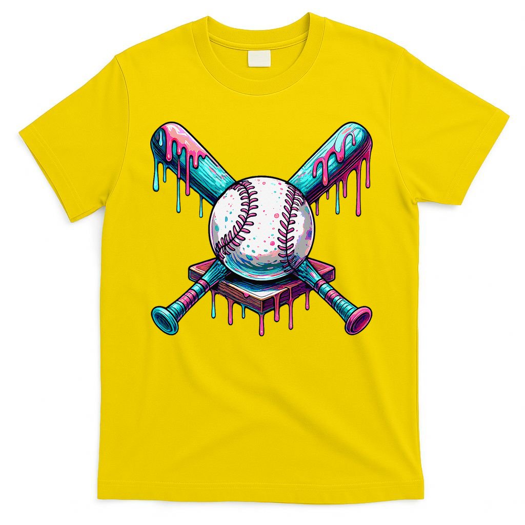 Baseball Ice Cream Drip Baseball T-Shirt