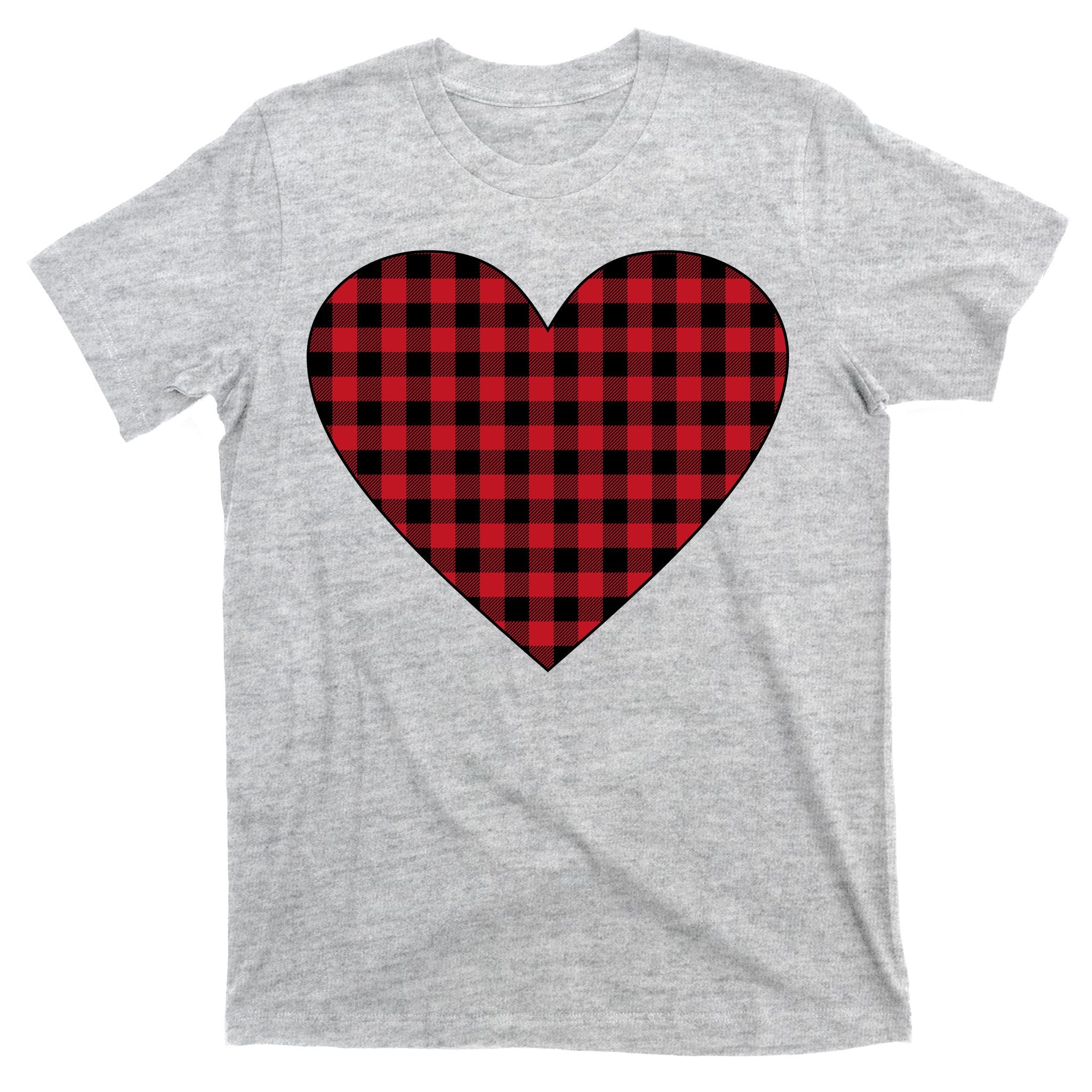 Big Heart Red Plaid Valentines Day T-Shirt