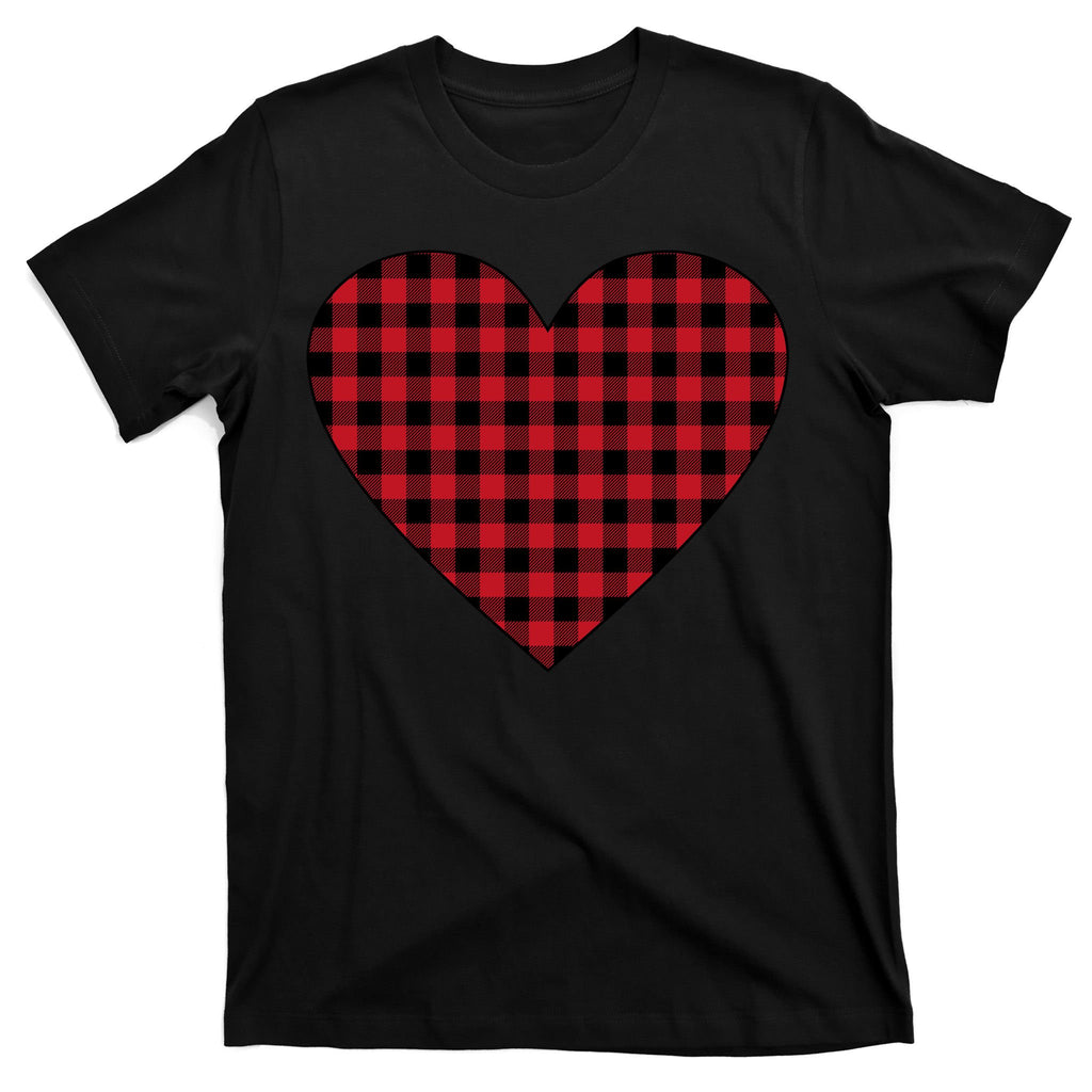 Big Heart Red Plaid Valentines Day T-Shirt