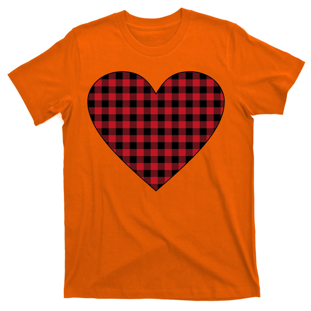 Big Heart Red Plaid Valentines Day T-Shirt