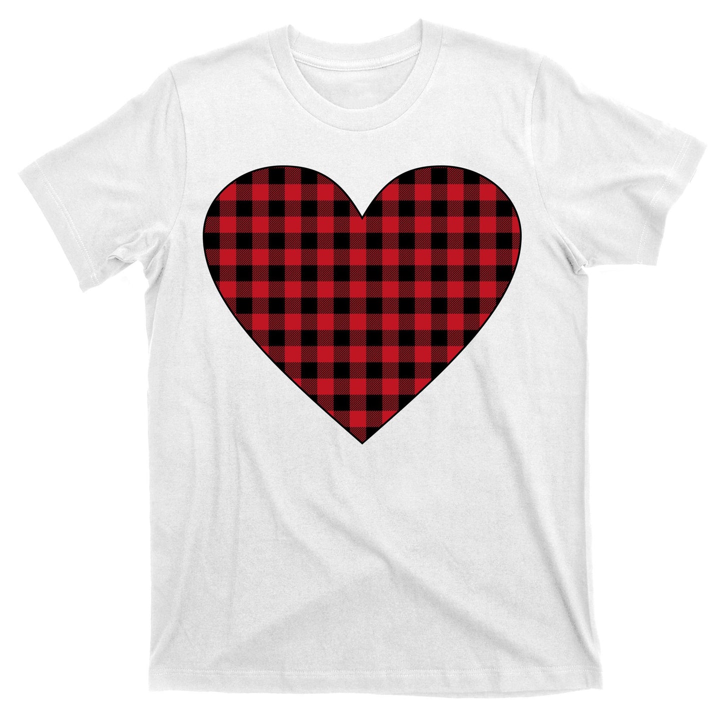 Big Heart Red Plaid Valentines Day T-Shirt