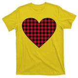 Big Heart Red Plaid Valentines Day T-Shirt