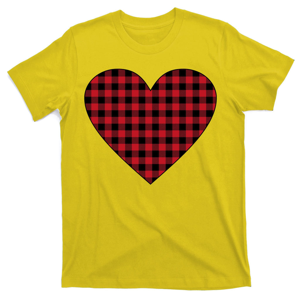 Big Heart Red Plaid Valentines Day T-Shirt