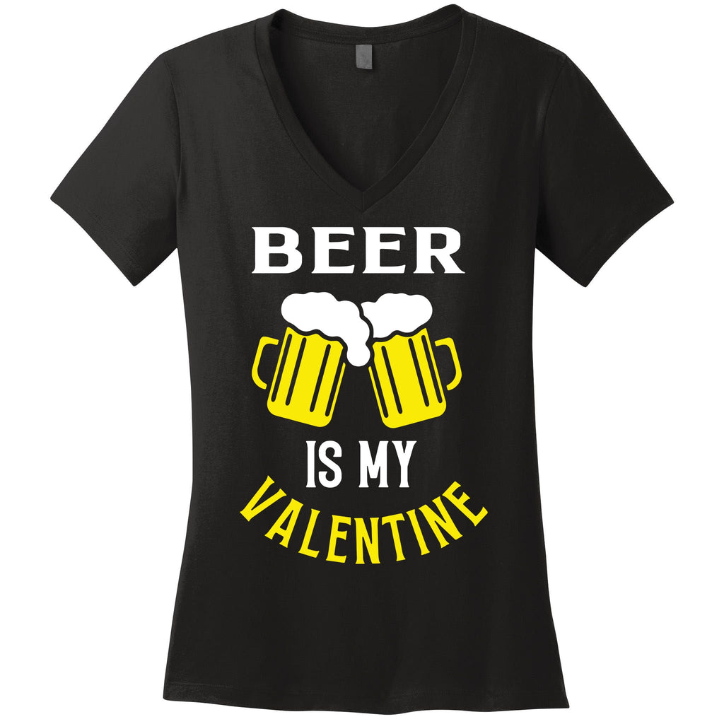 Beer Is My Valentine Women's V-Neck T-Shirt