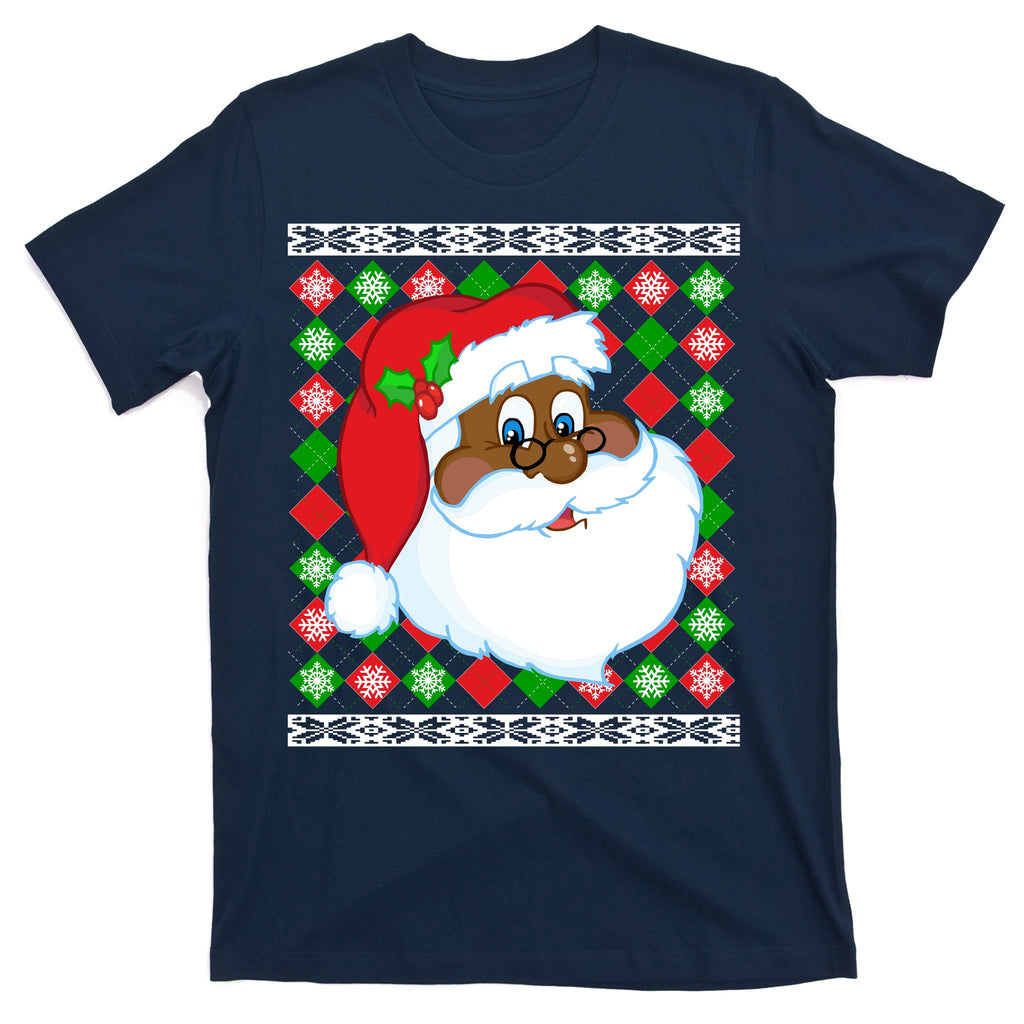 Black Santa Claus Ugly Christmas Sweater T-Shirt
